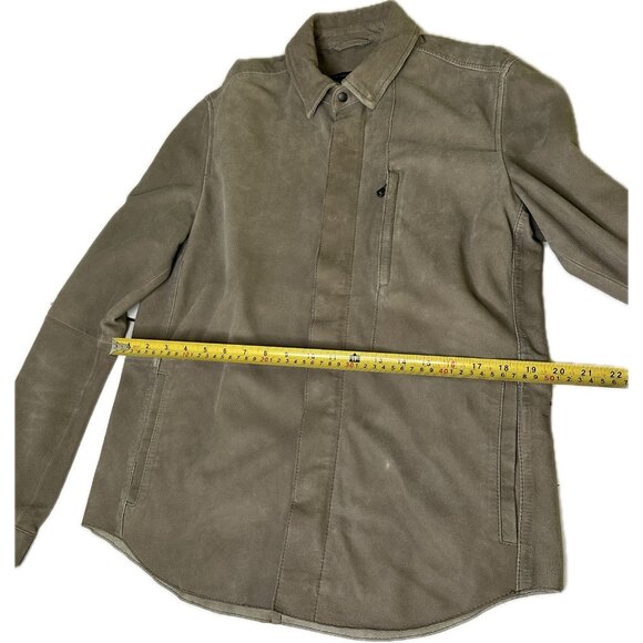 John Varvatos Men’s suede Leather trucker shirt jacket Tan Gray M Rare - Picture 12 of 13